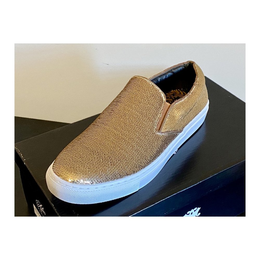 After Midnight 6758 Men’s Gold Sequin Slip-On Sneakers – Casual Fashion Low Top - Picture 3 of 4